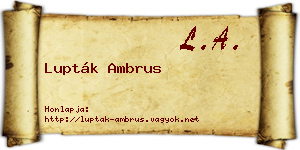 Lupták Ambrus névjegykártya